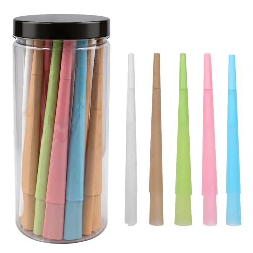 50 Stück King Size 108 mm Konisch Vorgedrehte Hülsen Rainbow Cones mit Tips Pre Rolled Cones im Flaschen Set Gemischte Farben Papierhülsen zum Befüllen und Aufbewahren