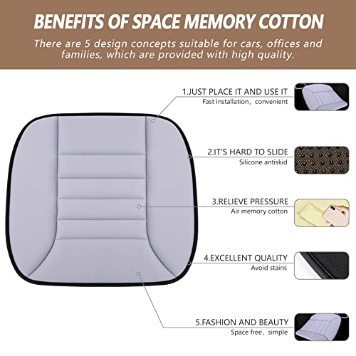 Image of MYFAMIREA Car Seat Cushion Pad 1.2 inch Thick Comfort Seat Protector for Car Driver Seat Office Chair Home Use Memory Foam Seat Cushion with Non Slip Bottom, 20'' x 18.5'', Gray (Pack of 2)
