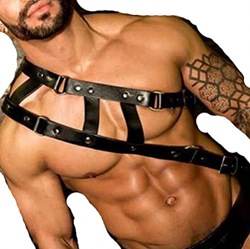 Image of Goobester Leather Chest Harness Men Adjustable Body Bondage Harness Belts
