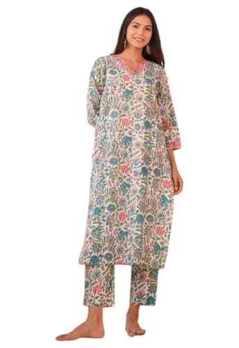 Ensemble kurta imprimé floral en viscose pour vos sorties d'été