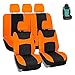 FH Group FB030115 Light & Breezy Flat Cloth Full Set Car Seat Covers Set, Airbag & Split Ready w. Gift, Orange/Black- Fit Most Car, Truck, SUV, or Van