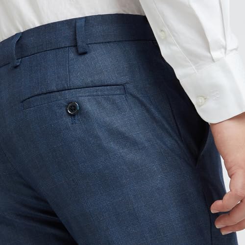 Image of Raymond Men Slim Fit Checks Pattern Polyester Blend Flat Front Formal Trouser