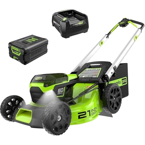 Greenworks 60V 21in Push Lawn Mower, 5.0 Ah Battery and Charger