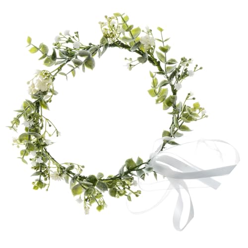 Blumenkrone, Blumenkranz Haar, Braut-Kopftuch Grüne Krone Haarband mit Getrockneten Blumen für Hochzeit, Zeremonie, Party, Festival