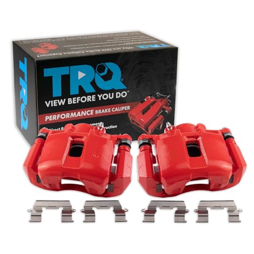 TRQ Front Brake Caliper Set Painted Red Brackets Compatible with 2001-2003 Acura CL 1999-2004 RL 1999-2008 TL 2004-2014 TSX 2003-2012 Honda Accord