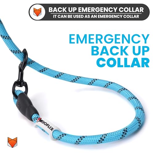 Image of Wooflix Heavy Duty Nylon Dog Leash | Anti Slip Padded Handle Long Dog Leash | Highly Reflective Leash for Dogs | Dog Rope for Medium & Large Dogs | Dog Training Leash | (Blue, 6.5 Feet Long)