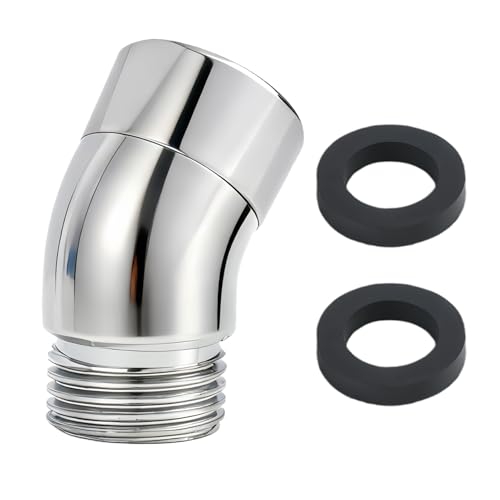 Adaptateur de Pommeau de Douche 135 Degrés, Raccord de Tuyau Universel 1/2 Pouce, Coude Orientable Chromé Anti-Fuite, Pièce Articulée pour Douchette Murale...