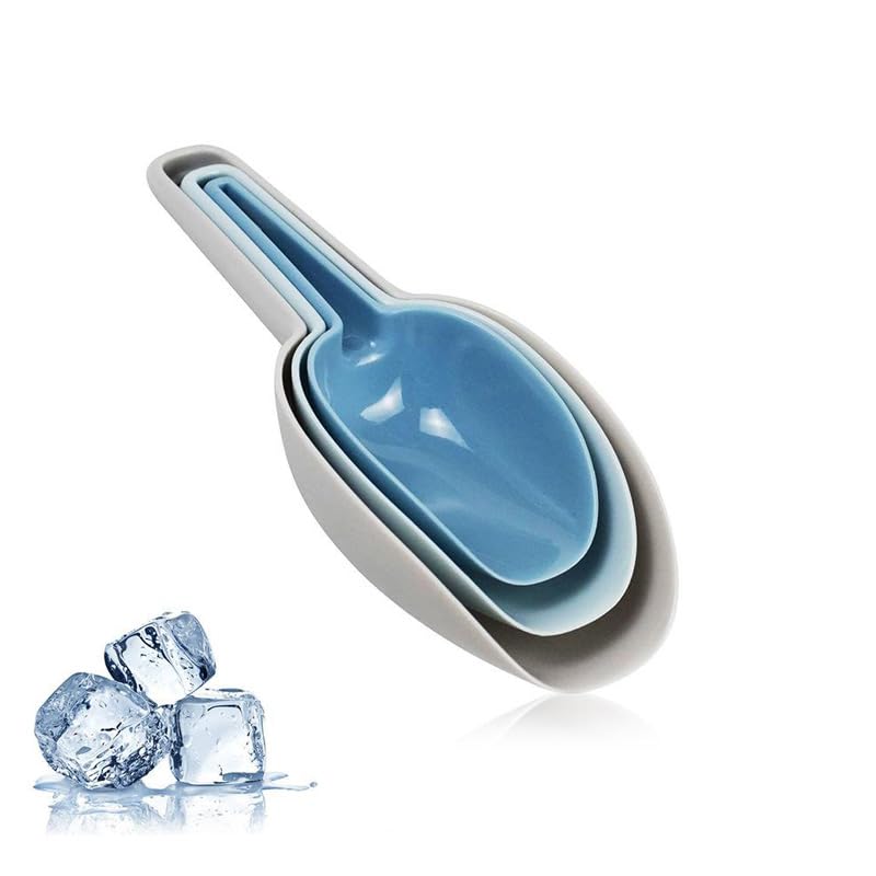 Set of 3 Ice Scoop, Plastic Kitchen Ice Scoop for Canisters or Ice Maker, Food Scoops for Canisters, Freezer, Flour, Dry Foods, Coffee Beans, Pop Corn, Pet Dog Cat Food (Mix I)