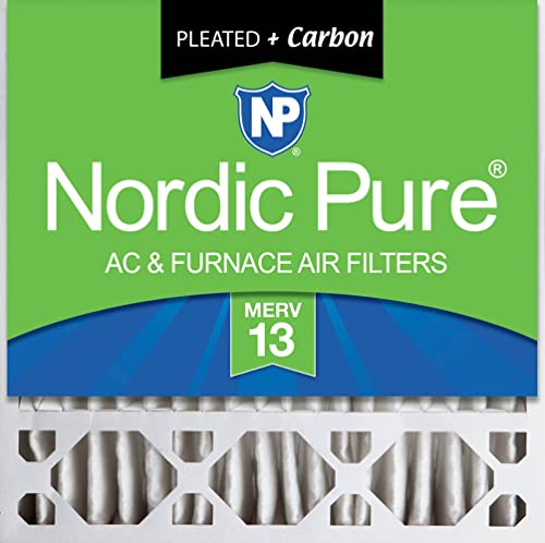 Image of Nordic Pure 20x20x5 Pleated MERV 13 Plus Carbon Air Filter 1 Pack | Actual Size: 19 5 /8 x 19 7 /8 x 4 3 /8 Honeywell Replacement Made in USA, Advanced HVAC Furnace Filtration & Odor Control