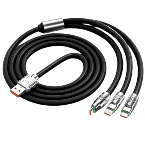 Image of KUZOOM Multi Charging Cable, 3 in 1 Charger Cord, 120W USB-C Fast Charge, 3.3ft Universal Charging Cable with iOS /Type-C /Micro USB for Phones, iPad, MacBook - Black