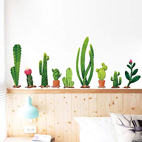 Cactus Wall Decal Green Plants Wall Sticker Tropical Diy Novelty Wall Art Mural For Classroom Offices Bedroom Living Room Home Decoration #TOP2