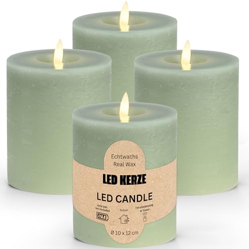 LED Stumpenkerzen 4er Set aus Echtwachs mit Timerfunktion inkl....