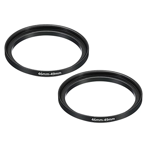 Image of PATIKIL 46mm-49mm Metal Step Up Ring, 2 Pack Camera Lens Filter Adapter Ring Aluminum Filter Adapter Ring for Camera Lenses Hood, Black