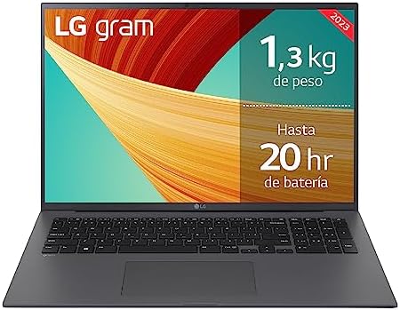 LG Gram 17Z90R-G.AD79B – Ordenador Portátil, 17 Pulgadas IPS , Intel Core EVO i7 13ª Gen, Windows 11 Home, 32 GB RAM, 1 TB SSD, 1.3 Kg, 20 h de Autonomía, Color Gris