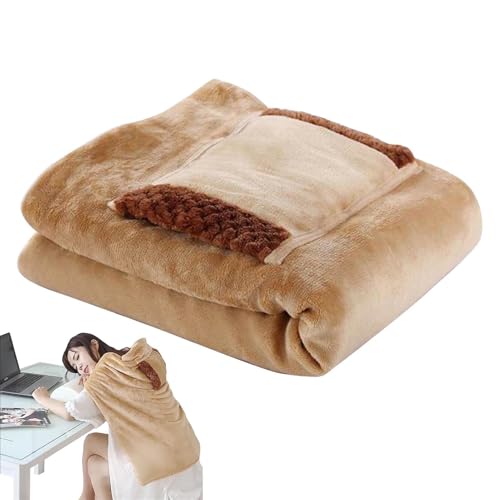 Manta calentada – Manta eléctrica con carga USB de 5 V, calefacción portátil suave y cálida, ligera, portátil, de bolsillo, segura y cómoda | Uso invernal para el dormitorio del sofá