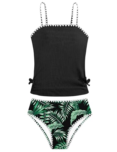 Image of Girls Tankini Swimsuits Two Piece Bathing Suit Drawstring Swimwear Set for Girls 7-18 Years