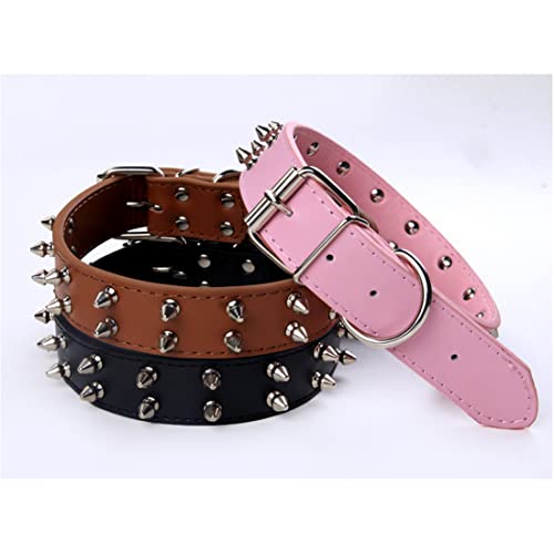 FUNAT Doppelreihiges Haustier Halsband mit Nieten, Niethalsband für mittlere und große Hunde, PU-Hundehalsband Hundekette