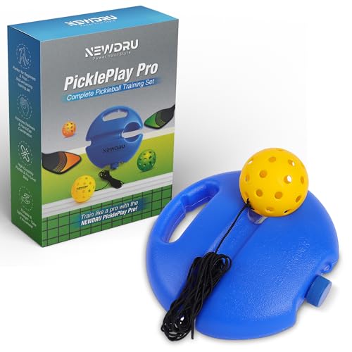Image of NEWDRU PicklePlay Pro - Pickleball Trainer Set | Reflex Training Ball | Skill Booster for Beginners & Pros | Indoor & Outdoor Use - Blue