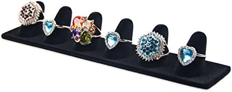 6 Finger Black Velvet Ring Stand Jewelry Holder Showcase Display Stand