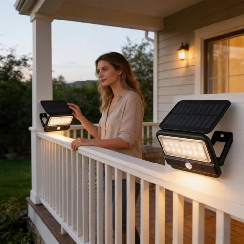 Luces de inundación impermeables con carga solar y gran angular para aceras y césped 3