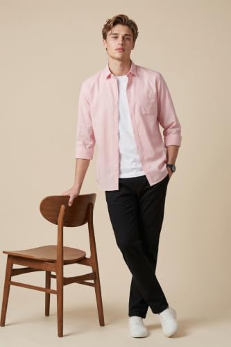 Image of Peter England Men's Classic Slim Fit Full Sleeve Oxford Shirt | 100% Cotton