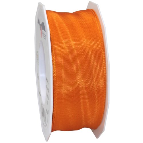 Morex Ribbon French Wired Lyon Fabric Ribbon, 1-1/2-Inch by 27-Yard, Mandarin