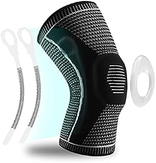 Amtrak Knee Support Brace, Knee Support with Silicone Pad & Side Spring Stabilizers for Men and Women, Knee Brace for Running Arthritis Joint Pain Relief ACL Injury Recovery (Black,L)