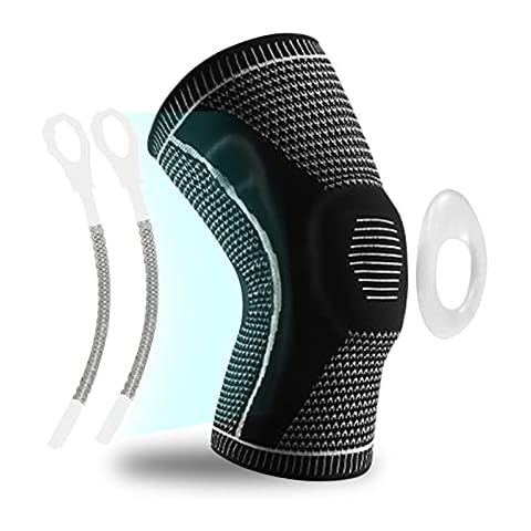 Amtrak Knee Support Brace, Knee Support with Silicone Pad & Side Spring Stabilizers for Men and Women, Knee Brace for Running Arthritis Joint Pain Relief ACL Injury Recovery (Black,L) Cover