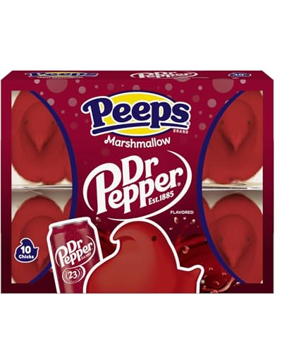Dr. Pepper Easter Peeps Flavored Marshmallows. Limited Edition 10- Count Box. Perfect For Easter Basket Stuffers. Egg Hunts and Dessert Toppers.