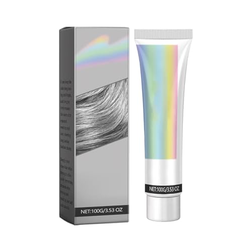 Color de pelo gris plateado, 2 en 1 en color plateado metálico con extractos naturales de alimentos, color duradero, mejora el brillo y la suavidad del cabello (1 unidad)