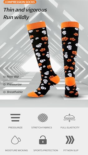 Image of Women's Knee High Compression Socks for Running Work Support Nurses Pregnancy Travel,Colorful Over The Calf Socks,#W402