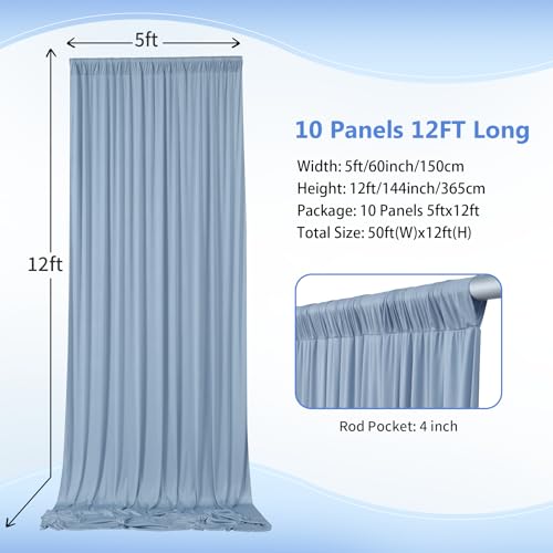 Cortinas Fondos Fotográficos 50ft×12ft Dusty Blue 10 Paneles miniatura 3