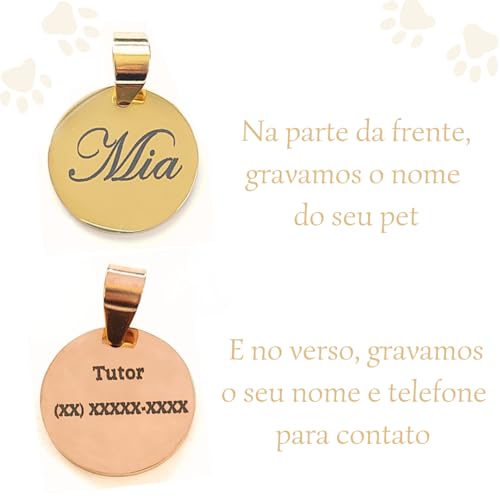 Plaquinha de Identificação Personalizável com Gravação a Laser para Cão ou Gato, Aço Inoxidável (Pra
