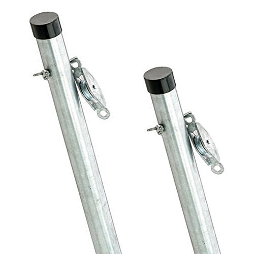 WatsonLok 2.4m Twin Pack Galvanised Cleat & Pulley Washing Line Clothes Post
