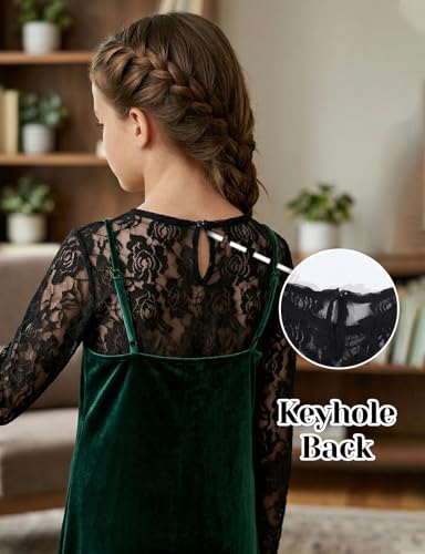 Image of Noomelfish Girls Lace Layering Tops Sheer Mesh Tee Shirts Blouse (5-12 Years)