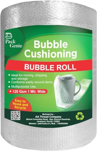 PackGenie 120 Gsm Heavy Air Bubble Wrap Packing Roll for Safety, Multipurpose Packing Needs 1 Meter Wide (50 Meter) (B0CLYF1CYQ) Amazon Price History, Amazon Price Tracker