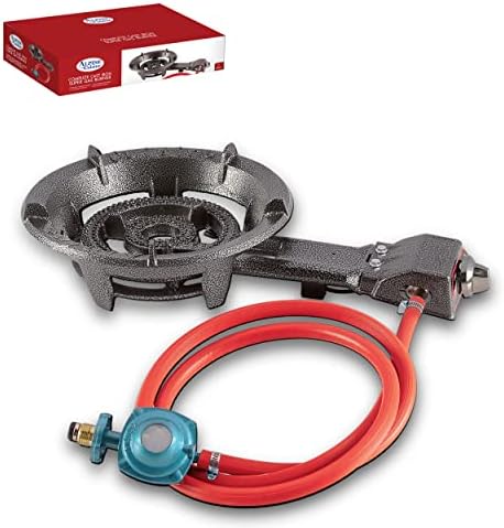 Alpine Cuisine 40,000 BTU Gas Stove Burner 13 Inch with Cast Iron legs | High-Pressure Cast-Iron Propane Bu…