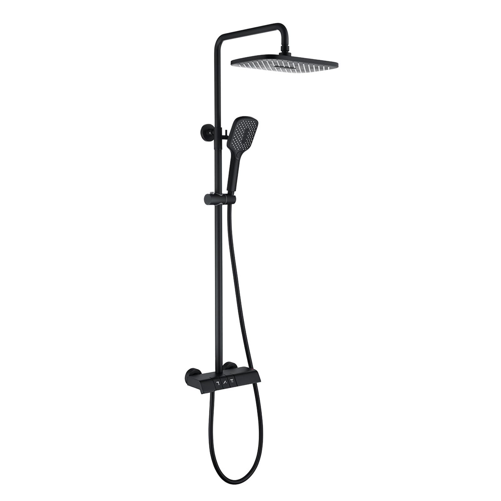 Ensemble de douche noir avec mitigeur et colonne réglable
