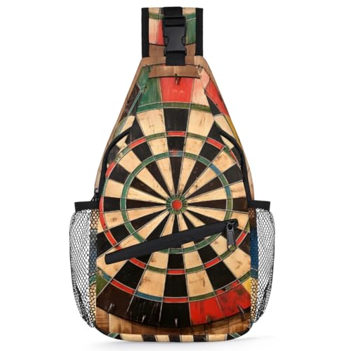 TropicalLife Dart Board Printed Sling Backpack Women Men Crossbody Sling Bag Small Shoulder Chest Bag Daypack Fanny Pack for Travel Hiking Sport