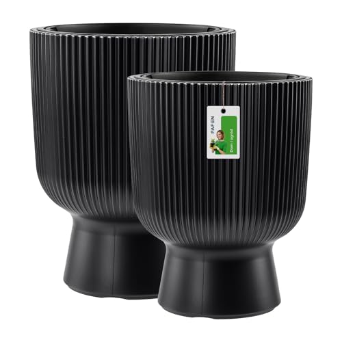 PAFEN Kunststoff Blumentöpfe auf einem Bein - Set 2 Großen 30 cm und 36 cm - Elegant Blumenkübel Übertopf Pflanztopf Pflanzkübel Für Innen Und Balkon Garten Pflanze | Anthrazit PAFEN Kunststoff Blumentöpfe auf einem Bein - Set 2 Großen 30 cm und 36 cm - Elegant Blumenkübel Übertopf Pflanztopf Pflanzkübel Für Innen Und Balkon Garten Pflanze | Anthrazit
