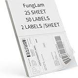 Half Sheet Shipping Labels 8.5x5.5 Inches, FungLam Half Page Labels, 8.5”x11” Self Adhesive Shipping Labels for Laser&Inkjet Printers, White Mailing Address Labels, 2 Labels Per Sheet, 50 Labels.