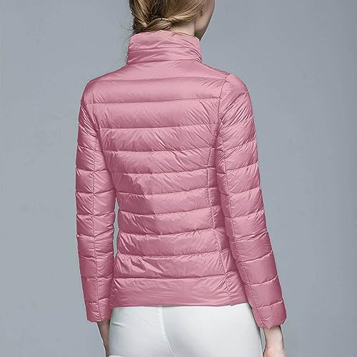 Sfascumop Pink Quilted Puffer Jacket for Women - Lightweight & Packable Winter Coats, Large Size - Image 4