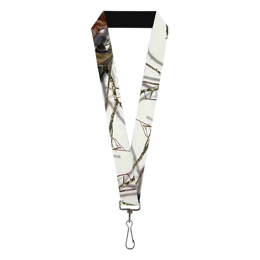 Buckle-Down Mossy Oak Lanyard, Mossy Oak Country Roots Snowdrift Camo White, Elastic