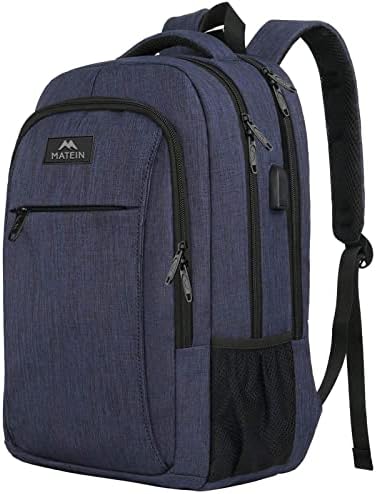 Laptop Backpack with USB Charging Port,Slim Travel Backpack with Laptop Compartment for Men and Women,Water Resistant College School BookBag Computer Bag for Girls and Boys Fits 15.6 In Laptop, Blue