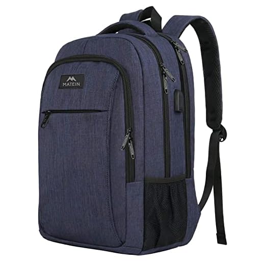 Laptop Backpack with USB Charging Port,Slim Travel Backpack with Laptop Compartment for Men and Women,Water Resistant College School BookBag Computer Bag for Girls and Boys Fits 15.6 In Laptop, Blue