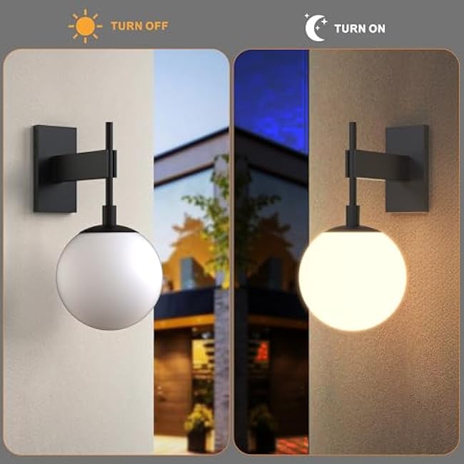 Hyunbae Outdoor Wall Sconce, 18.9 Large Size Wall Light, Exterior Light Fixtures Wall Mount for House, Globe Glass Front Porch Lights, Waterproof Outside Lighting Sconce Lamp with E26 Base