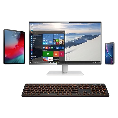 Arteck HB305-3B Universal Backlit 7-Colors & Adjustable Brightness Multi-Device Full Size Wireless Bluetooth Keyboard thumb #6