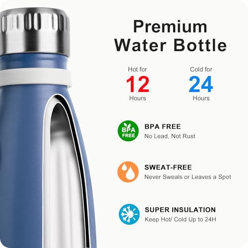 Image of 12 oz Stainless Steel Kids Water Bottle for School,Leak Proof,Royal Blue