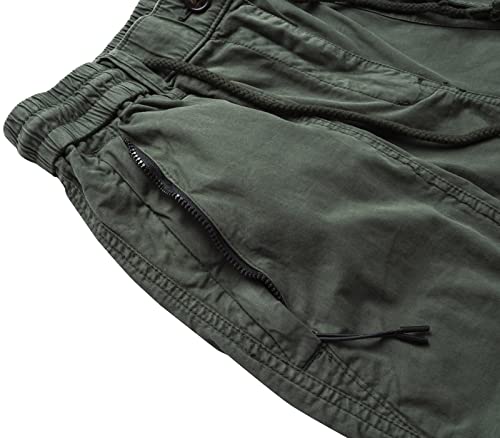 Foursteeds Women's Elastic Tie Waist Mid-Rise Twill Cotton Regular Fit Distressed Big Pockets Knee Length Cargo Shorts Green Xl #TOP4