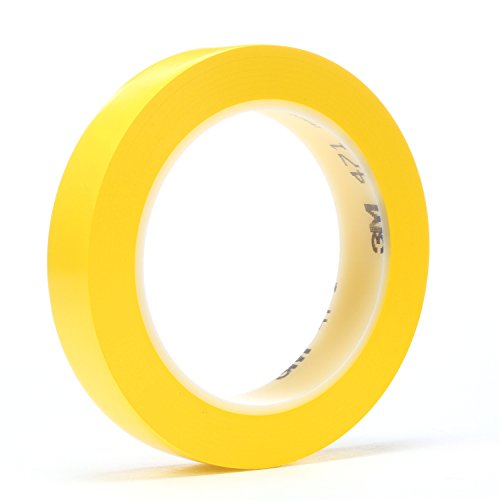 Image of 3M Vinyl Tape 471, Yellow, 1 /4 in x 36 yd, 5.2 mil, 1 Roll